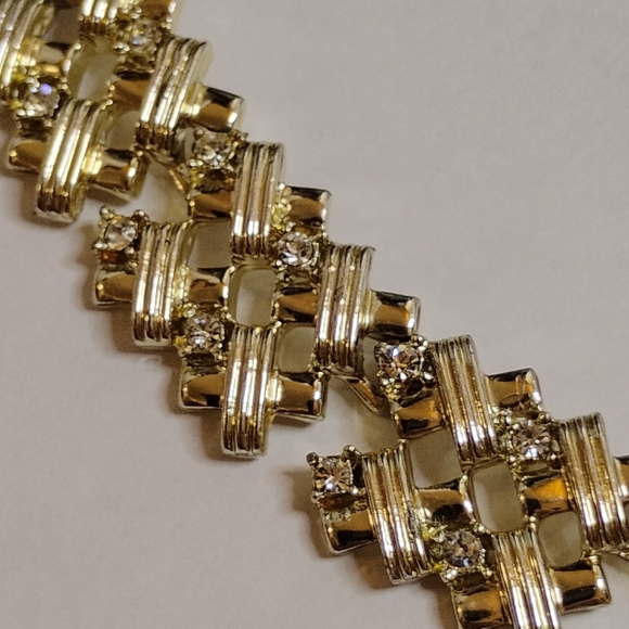 Vintage Silver/Gold Tone Coro Crystal Choker - Picture 8 of 11